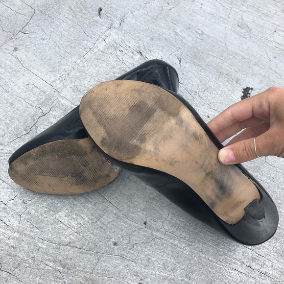 Nine West Peep Toe Patent Leather Heels Black 7.5 - Picture 8 of 8